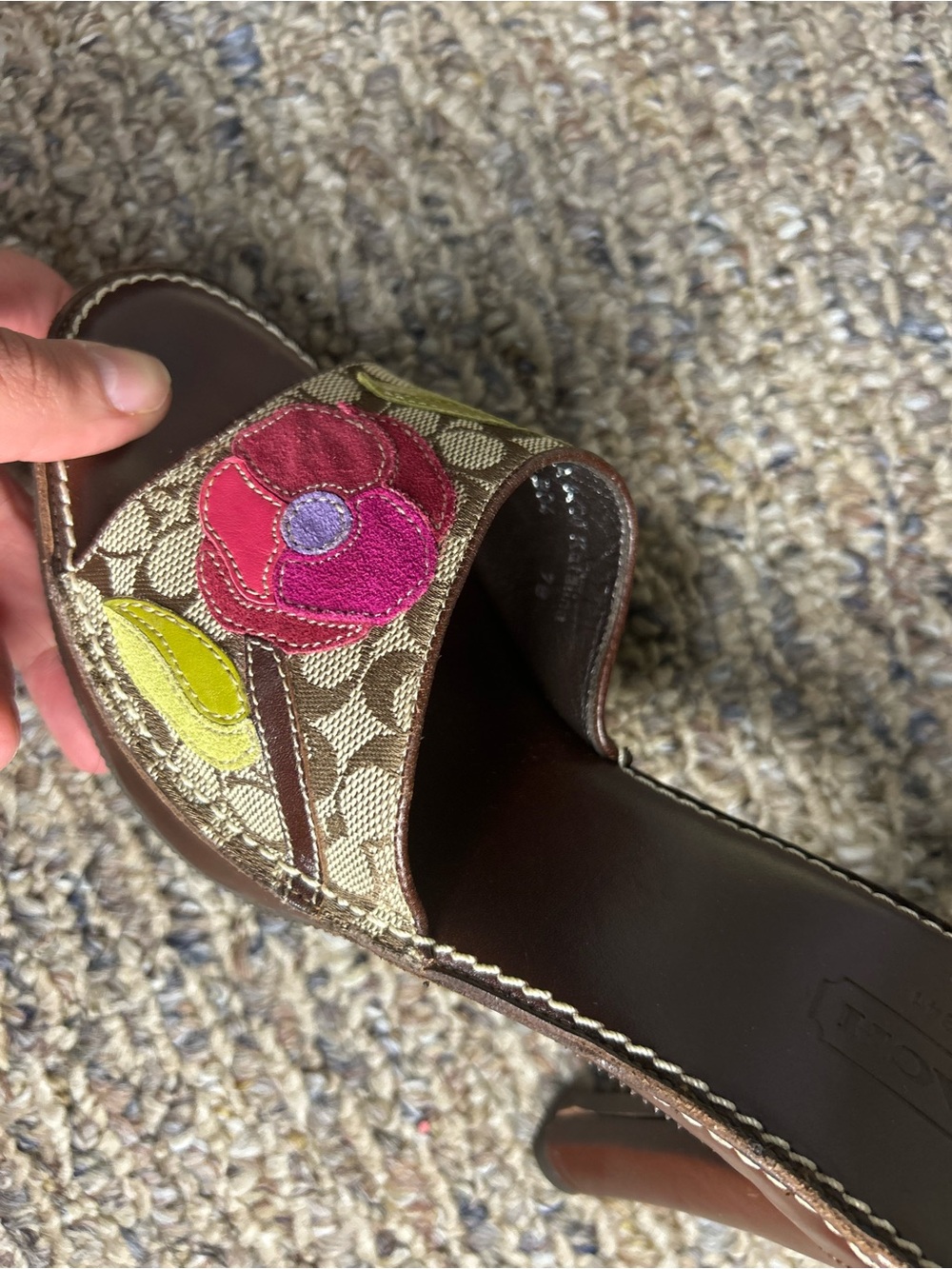 COACH KATALINA SIGNATURE LOGO SHOE Y2K "Poppy of Peace" flowers Size 7 - Picture 8 of 10